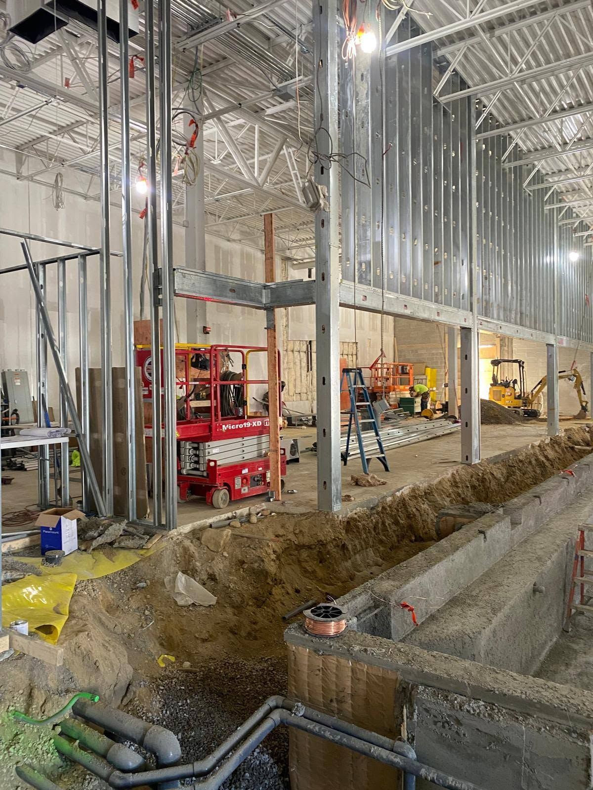 Metal frame and drywall work at the Manchester swim center — photo 2