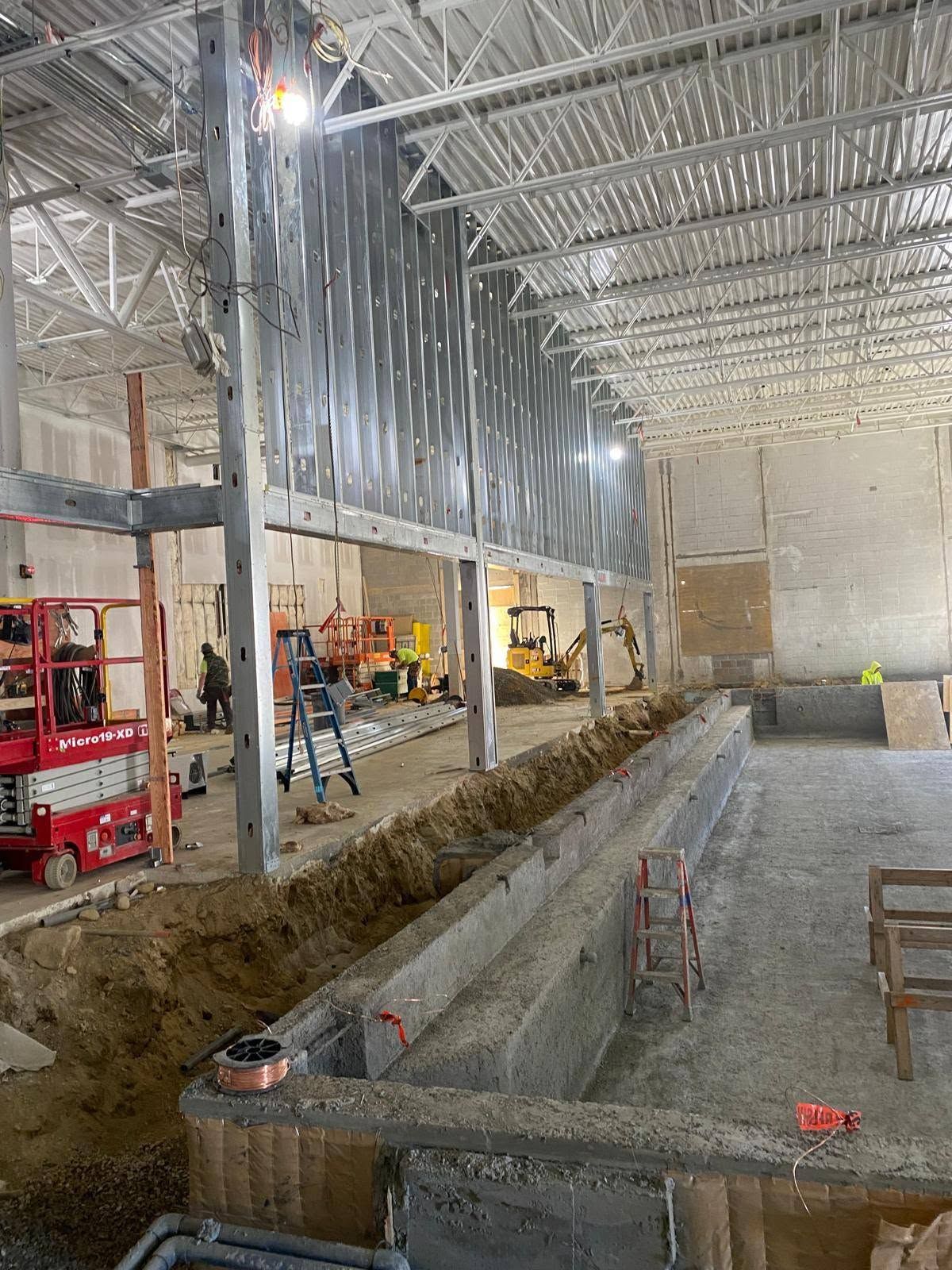 Metal frame and drywall work at the Manchester swim center — photo 3